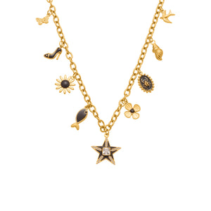 Starry diamond multi-pendant collarbone necklace