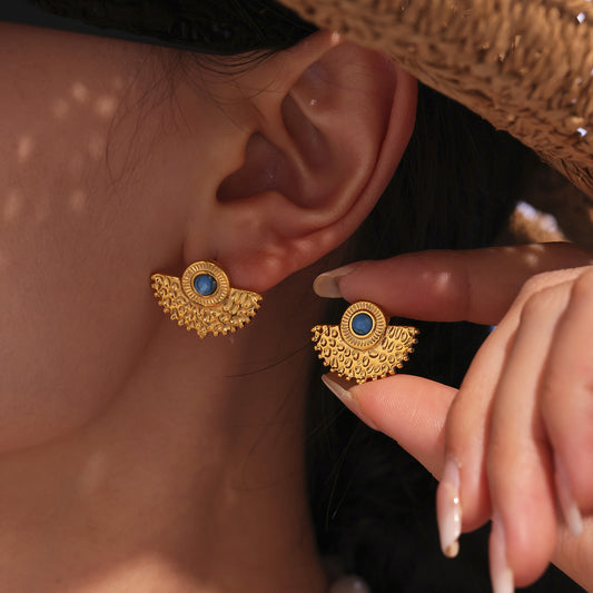 Peacock fan-shaped turquoise earrings