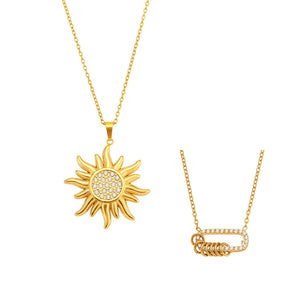 Zircon sun pendant collarbone necklace - necklace