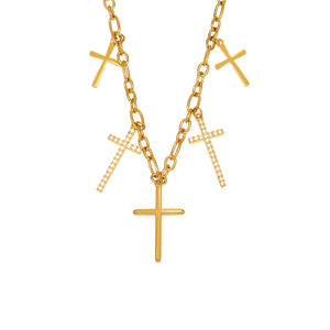 Gold and diamond cross necklace