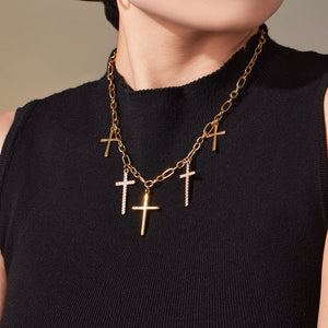 Gold and diamond cross necklace