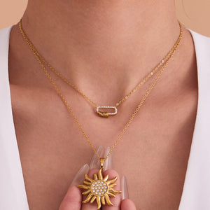 Zircon sun pendant collarbone necklace - necklace