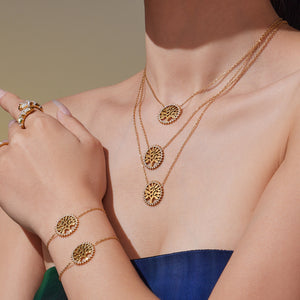 Tree of life zirconia pendant necklace bracelet - necklace