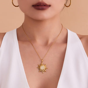 Zircon sun pendant collarbone necklace - necklace