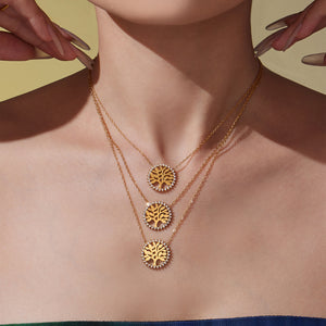 Tree of life zirconia pendant necklace bracelet - necklace