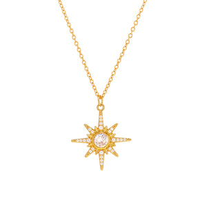 Zircon eight-pointed star pendant necklace