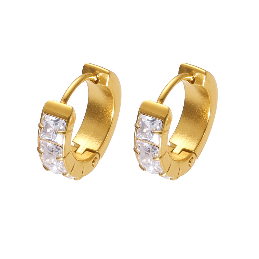 Gold and diamond earrings