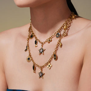 Starry diamond multi-pendant collarbone necklace