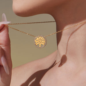 Tree of life zirconia pendant necklace bracelet - necklace