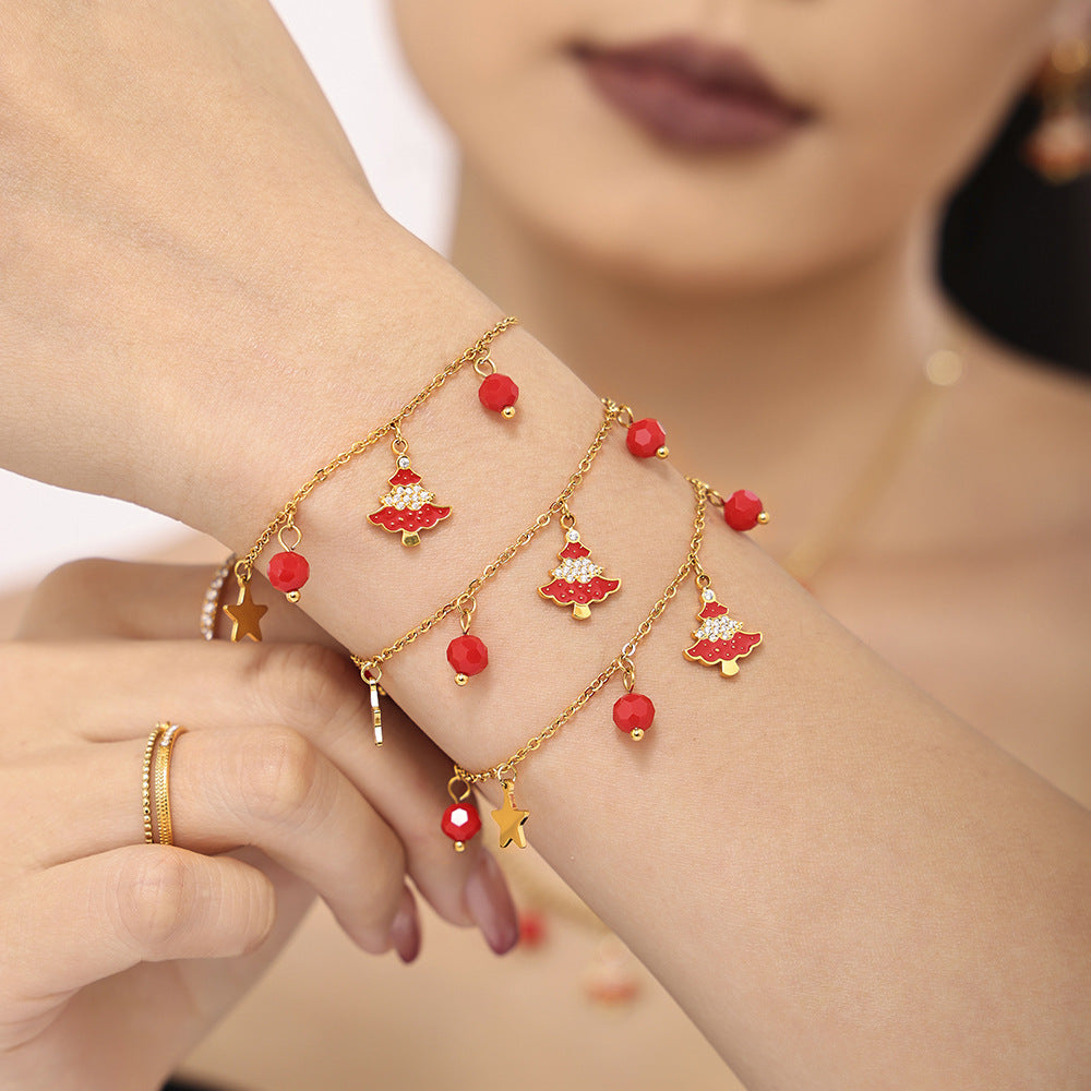 Christmas-themed gold jewelry set