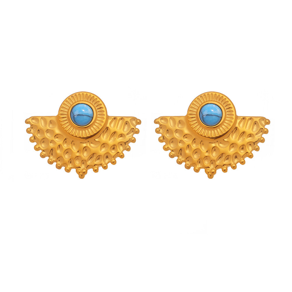 Peacock fan-shaped turquoise earrings