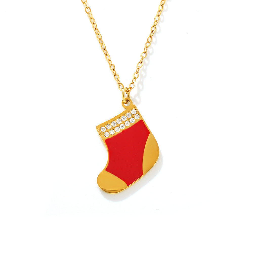 Christmas stocking gold necklace