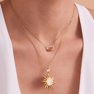 Zircon sun pendant collarbone necklace - necklace